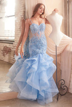 Lt Blue Lace Applique Mermaid Dress