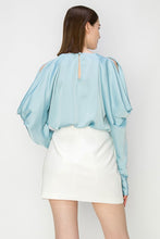 Mist Draped Cold Shoulder Long Sleeves Blouse Top