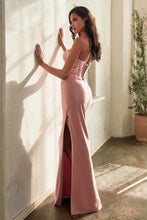 Dusty Rose Strapless Luxe Satin Fitted Gown