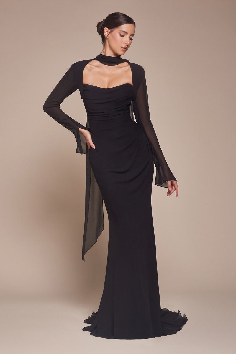 Black Strapless Chiffon Dress With Removable Jacket Aquarius Brand Black Strapless Chiffon Dress With Removable Jacket Aquarius Brand