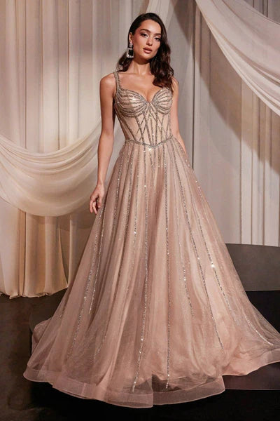 Rose Champagne Embellished A-Line Layered Tulle Dress Aquarius Brand Rose Champagne Embellished A-Line Layered Tulle Dress Aquarius Brand