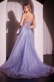 Lilac Beaded Fitted Gown With Overskirt