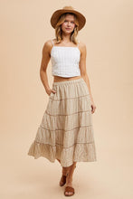 Brown Sugar Embroidered Tartan Elastic Midi Skirt
