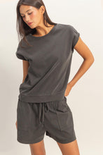 Black Sleeveless Crew Neck Top And Shorts Set