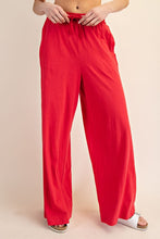 Red Cotton Slub Lounging Wide Pant
