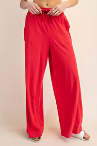 Red Cotton Slub Lounging Wide Pant