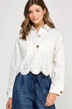 White Eyelet Hem Cotton Jacket