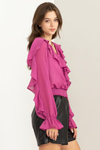 Purple Fresh Start Ruffled Chiffon Blouse