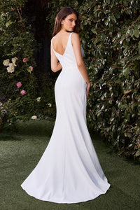Off White Fitted Neoprene Fit & Flare Wedding Dress