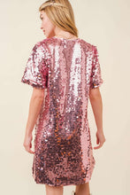 Light Pink Big Sequin V-neck Mini Dress