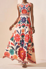 Red Printed Sleeveless Maxi Dress