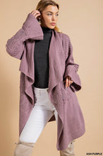 Ash Purple Texture Mix Long Cardigun