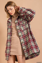 Cranberry Brushed Front And Side Pocket Button Down Shaket