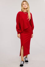 Red Asymmetrical Top N Skirt Knit Set