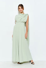 Lt.Green Sleeveless Draped Scarf-neck Jumpsuit