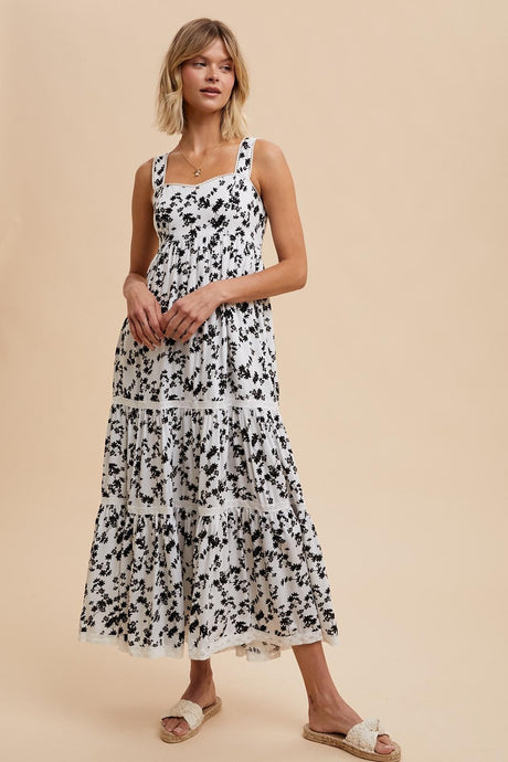 Creme Floral Print Maxi Dress