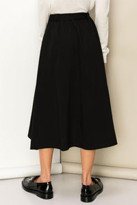 Black Modern Moves Button-Front High-Low Midi Skirt
