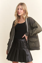 Olive Button Down Quilted Sweater Cardigan