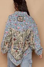 Denim Multi Oversized Fit Floral Print Hi-Lo Denim Jacket