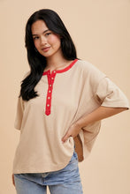 Red Oat Henley Ringer Tee