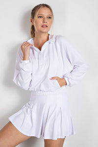 White Plus Size Butter Quarter Zip Hoodie With Kangaroo