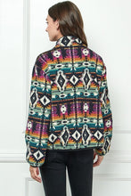 Multi Contrast Pocket Printed Fleece Jacket