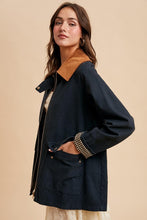 Midnight Corduroy Collared Cotton Chore Jacket