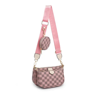 Pink Quilt Crossbody Coin Pouch Set