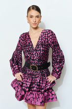 Grape Chic Polka Dot Silky Gold Belt Mini Dress