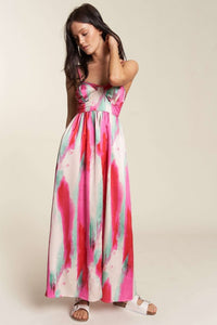 Fuchsia Combo Braided Spaghetti Strap Maxi Top With Shorts