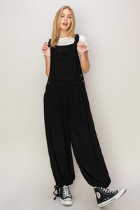 Black Linen Tapered Overall