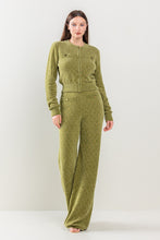Olive Zip Up Banded Pants Set