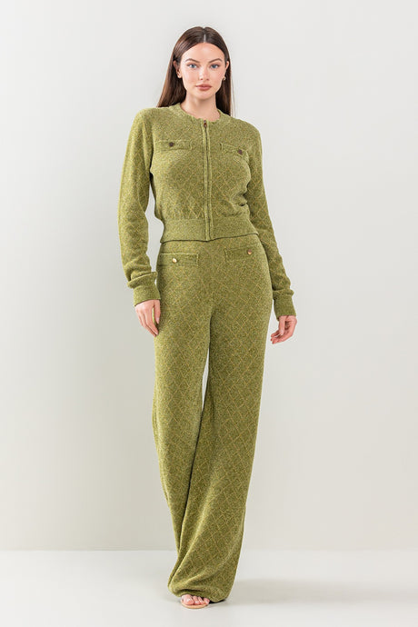 Olive Zip Up Banded Pants Set