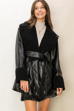 Black Cool Intentions Faux Fur Pu Tie Waist Coat