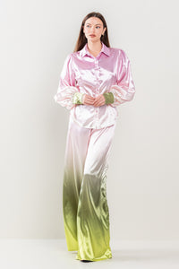 Pink/L.Olive Ombre Button Down Pants Set