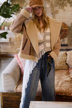 Taupe Contrast Detail Faux Fur Moto Jacket