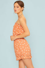 Dusty Orange Side Pocket Polkadot Print Romper
