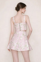 Floral Jacquard Smoked Back Crop Top