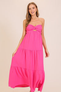 Hot Pink Brunch Babe Cutout Airflow Maxi Dress