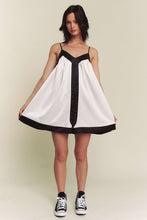 White Black Contrast Hem Line Wide A Line Romper
