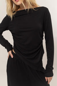 Black Set-Off-Shoulder Top And Pants Set