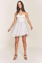 White Satin Top With Sequin Bottom Contrast Dress