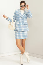 Blue Feeling Myself Checkered Double-Button Blazer