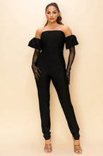 Black Bandage Puff Glove Jumpsuit