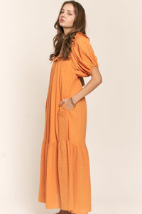 Pumkin Spice Open Back U Neck Maxi Dress