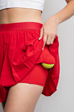 True Red Stretch Woven Active Pleat Tennis Skorts