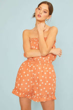 Dusty Orange Side Pocket Polkadot Print Romper