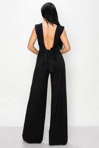 Black The Patricia Super Soft Deep V Wide-Leg Jumpsuit