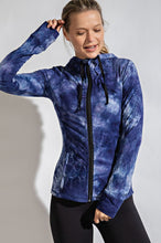 Blue/White Plus Size Tie Dye Fitted Jacket
