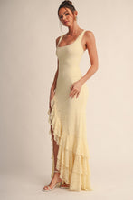 Yellow Seraphine Lace Ruffle Maxi Dress